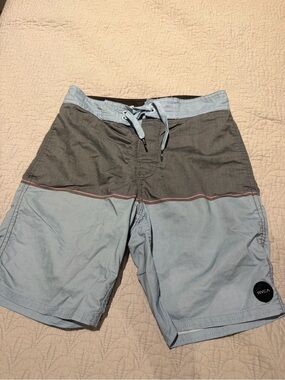 RVCA Boys Two-Tone Light Blue and Charcoal Swim Trunks/Board Shorts